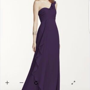 David’s Bridal Elegant Plum One-Shoulder Dress